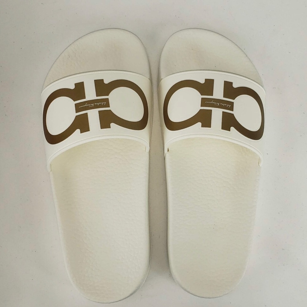 Salvatore Ferragamo Groove Slide in Bianco - Picture 2 of 6